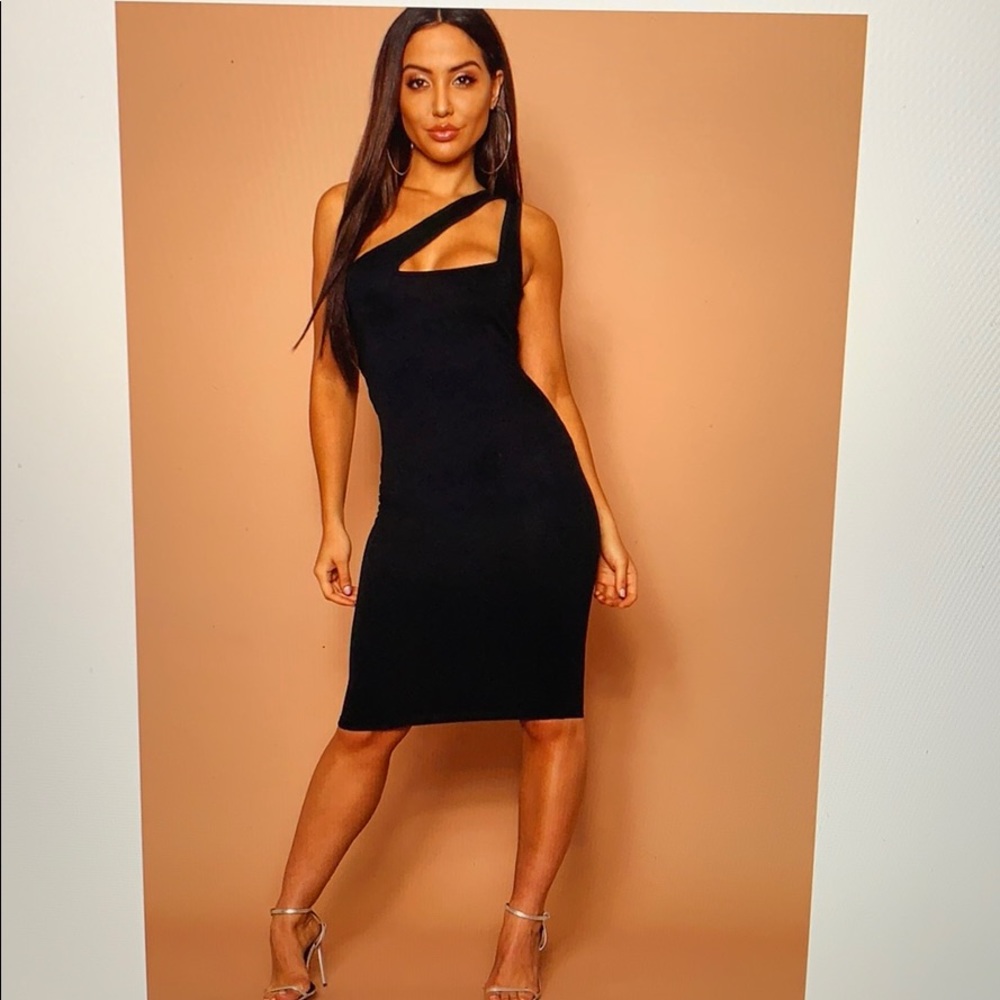 Boohoo One Shoulder Cut Out Midi Dress